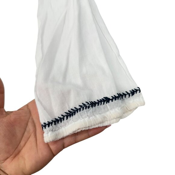 Solitaire White & Black Embroidered Cotton Semi Sheer Tunic Top Women Size L - Picture 8 of 9